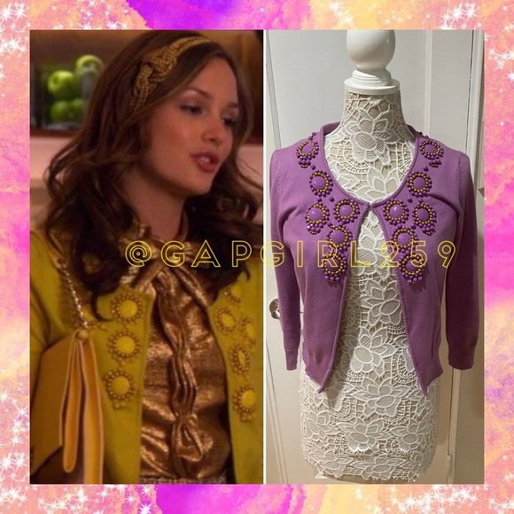 Milly Sweaters - ⚡️Milly beaded purple cardigan M Gossip Girl